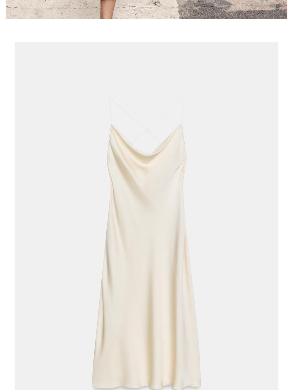 Zara Elegant Cream Slip Dress with Cowl Neck - Picture 3 of 5
